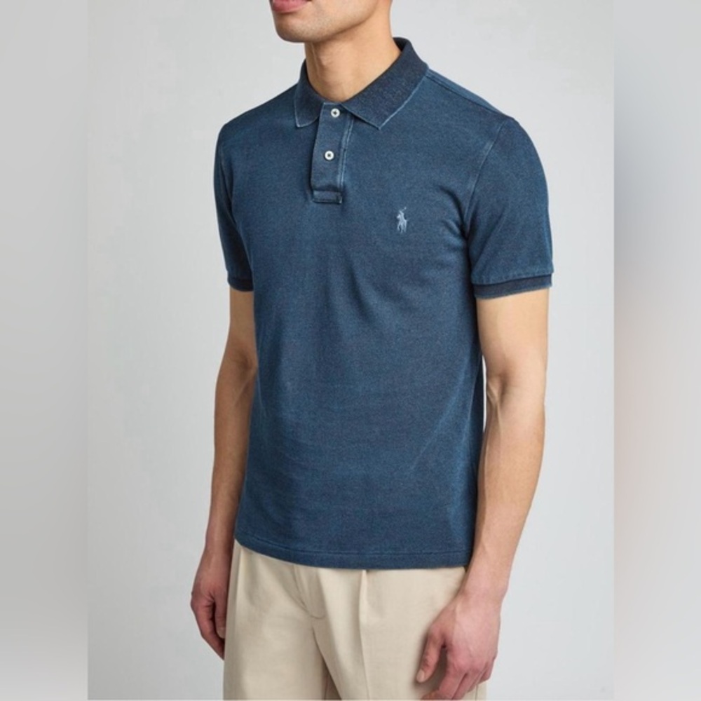 NWOT Men's Polo Ralph Lauren Indigo Mesh‎ Polo Shirt Small Blue Collared Preppy